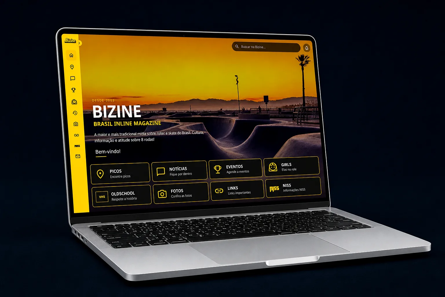 Mockup do projeto Bizine