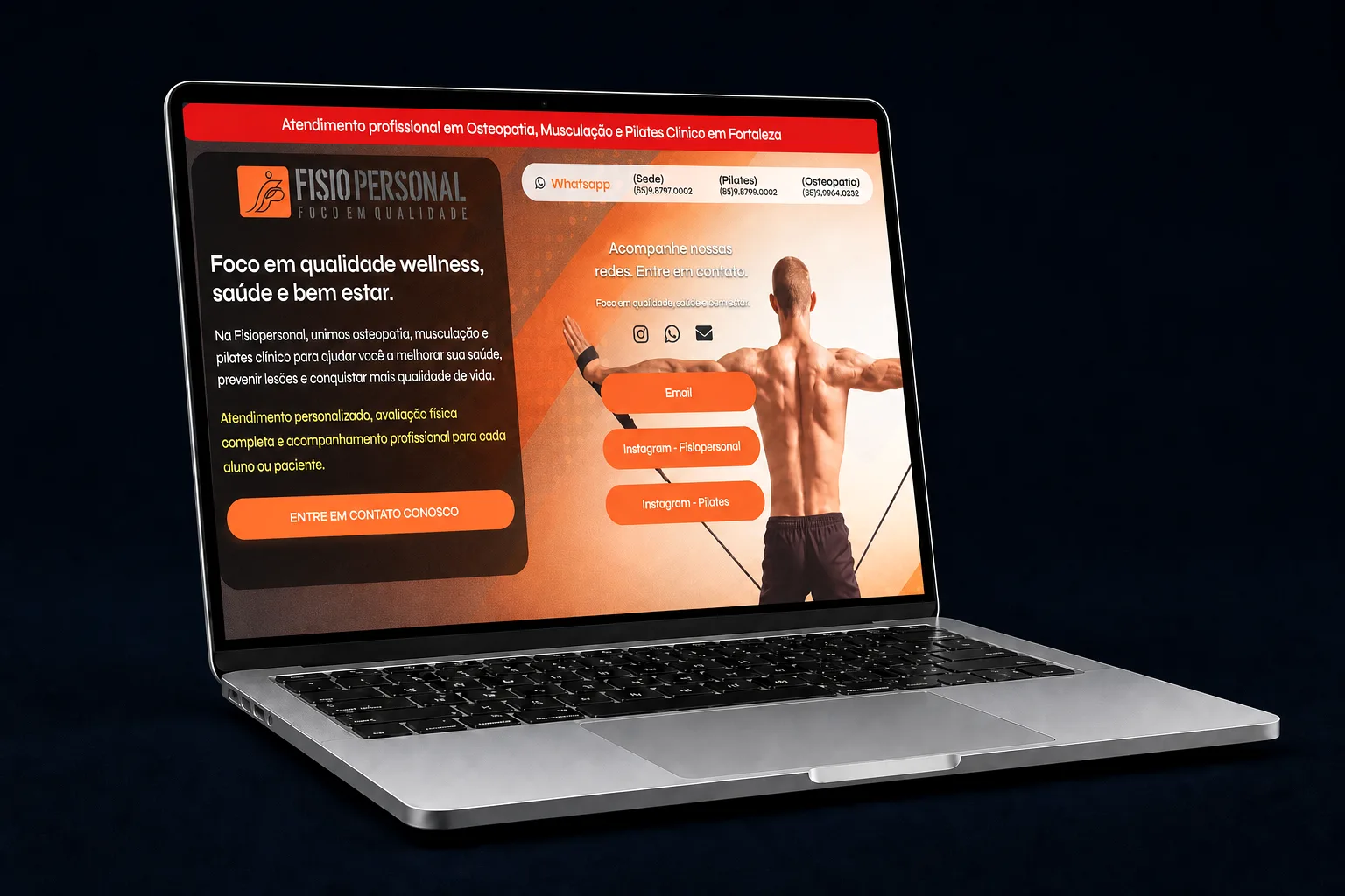 Mockup do projeto Fisiopersonal